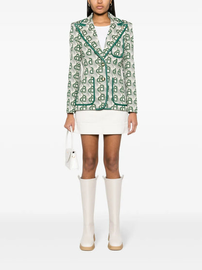 Heart-Jacquard Peak-Lapel Blazer