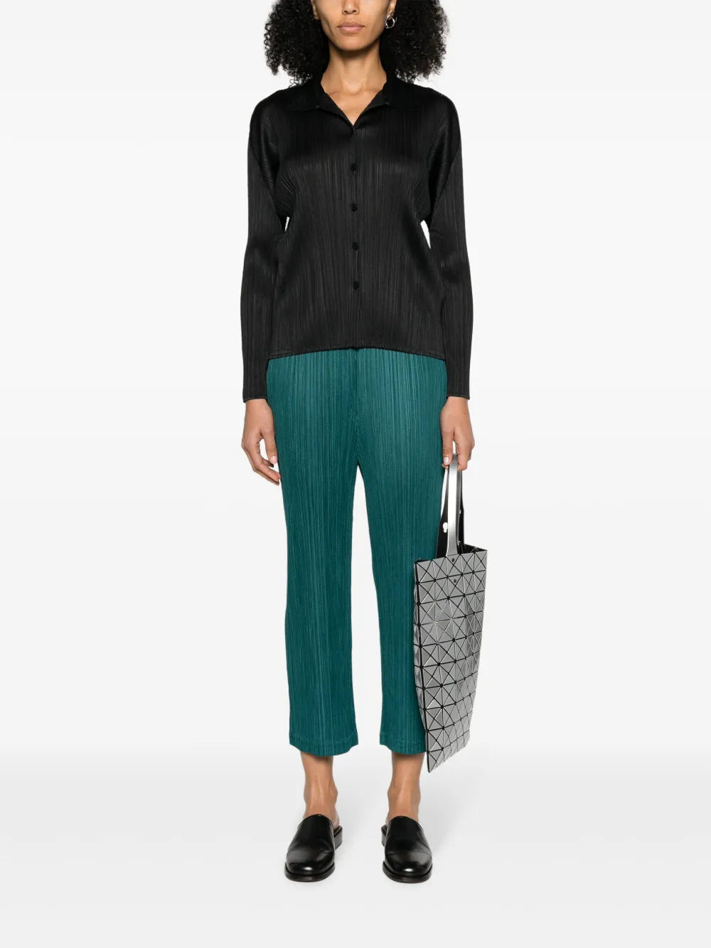 Fully-Pleated Cropped Trousers