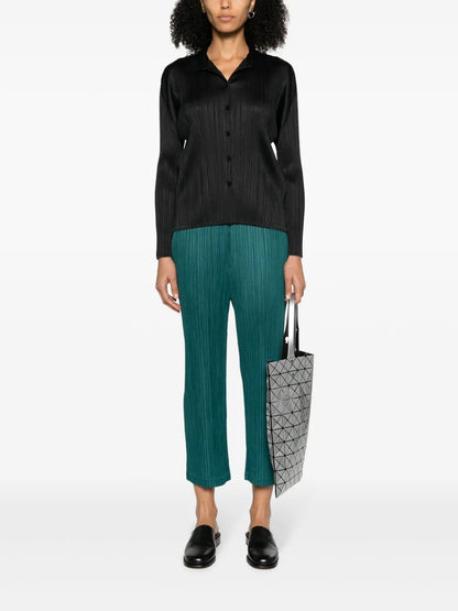 Fully-Pleated Cropped Trousers
