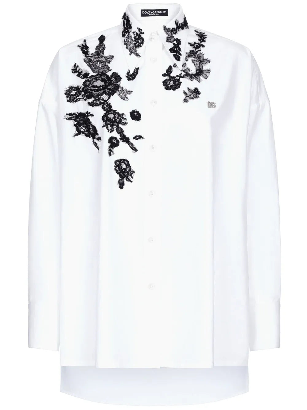 Floral-Lace Long-Sleeve Shirt