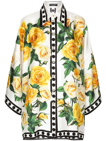 Floral-Print Silk Shirt