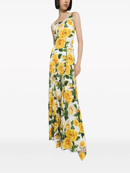 Rose-Print Maxi Dress