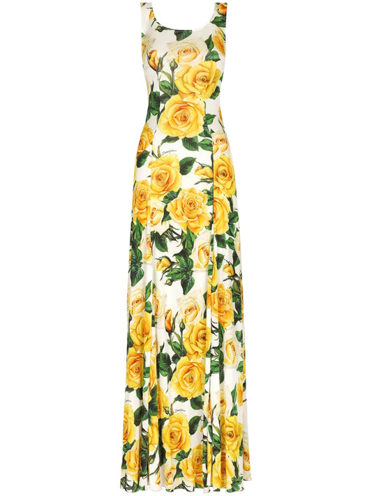 Rose-Print Maxi Dress
