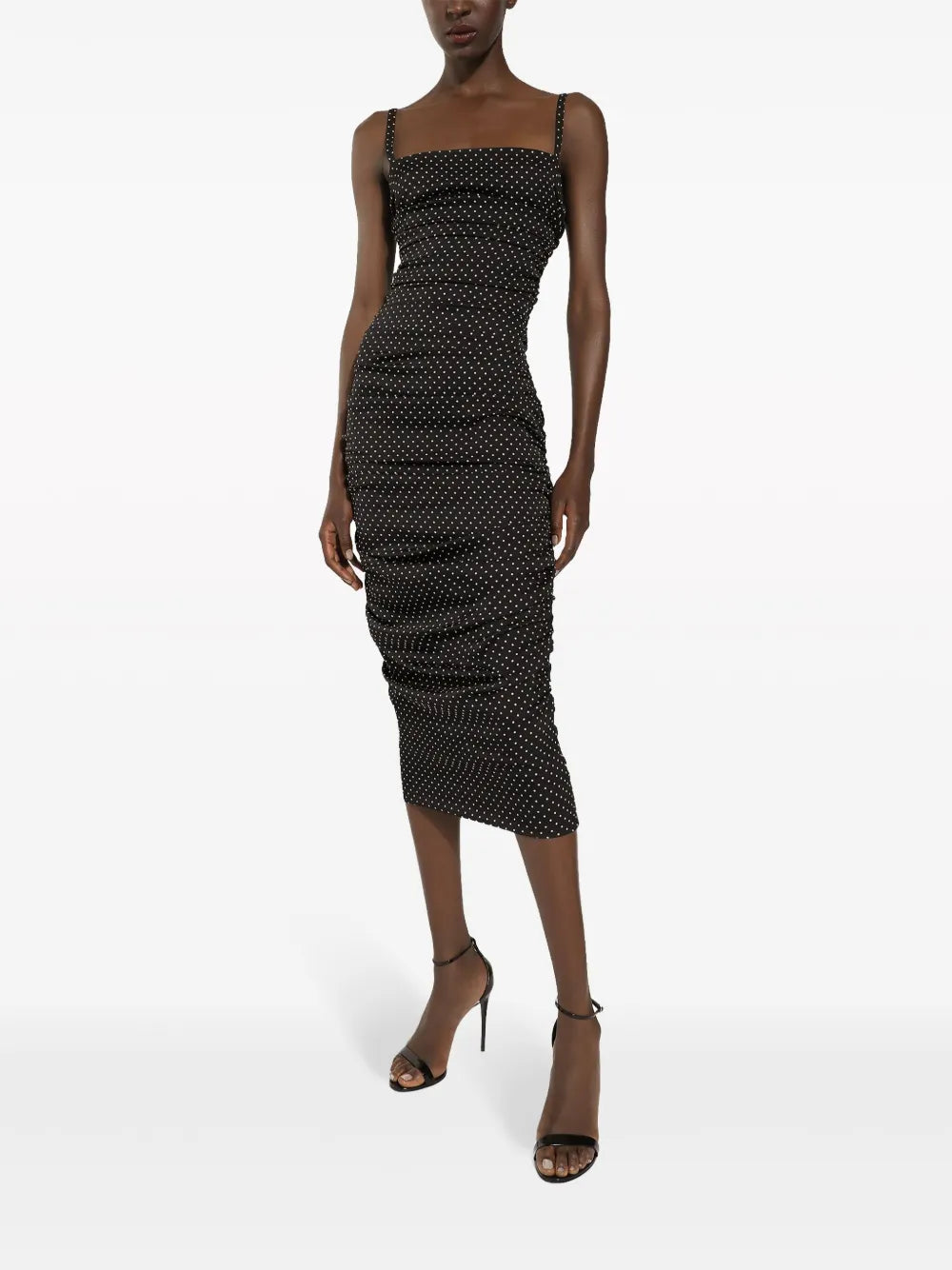 Polka Dot-Print Midi Dress
