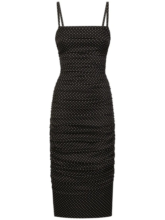 Polka Dot-Print Midi Dress