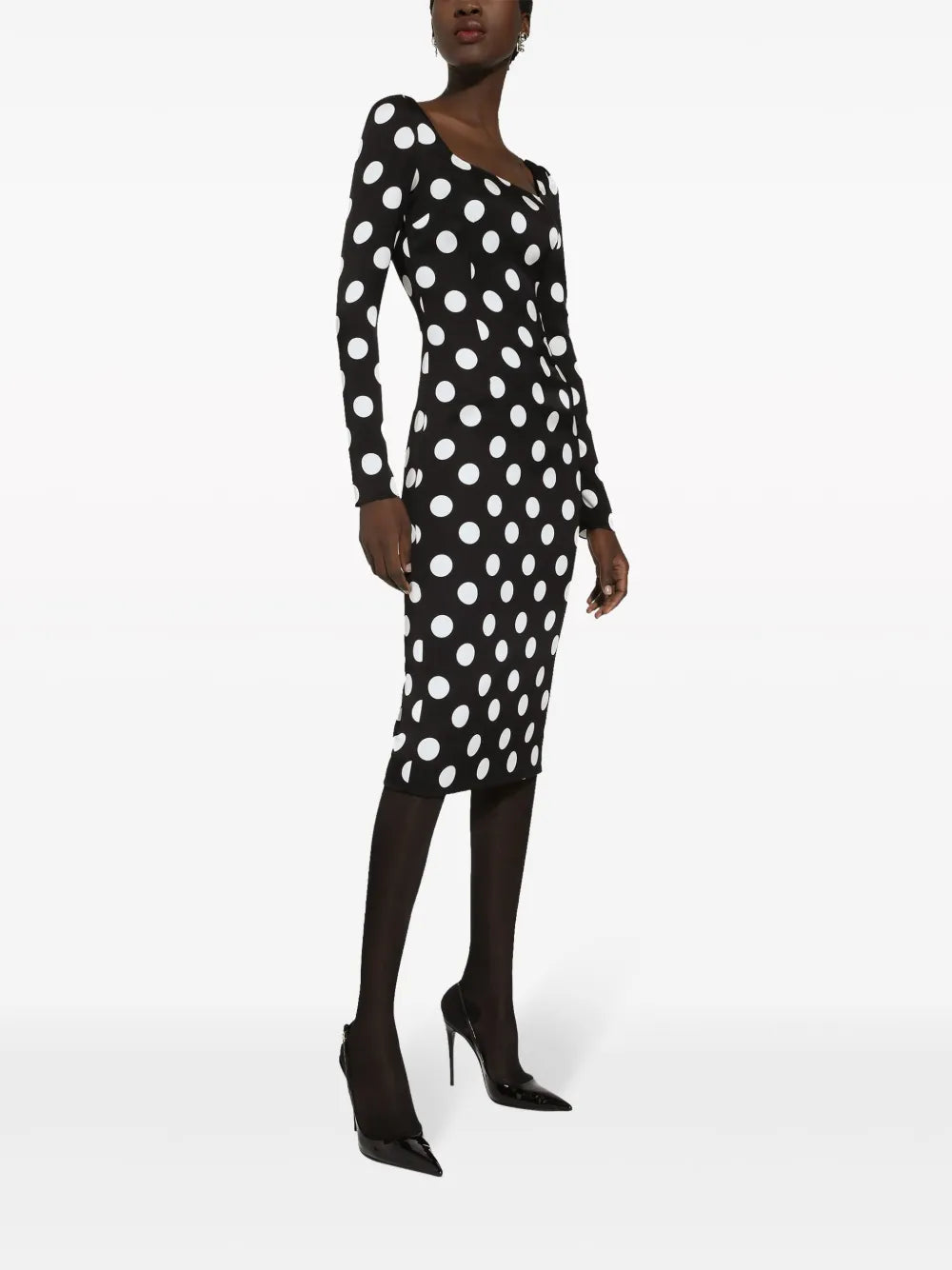 Polka Dot-Print Midi Dress
