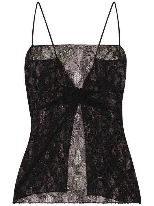 Lace-Detail Open-Back Top