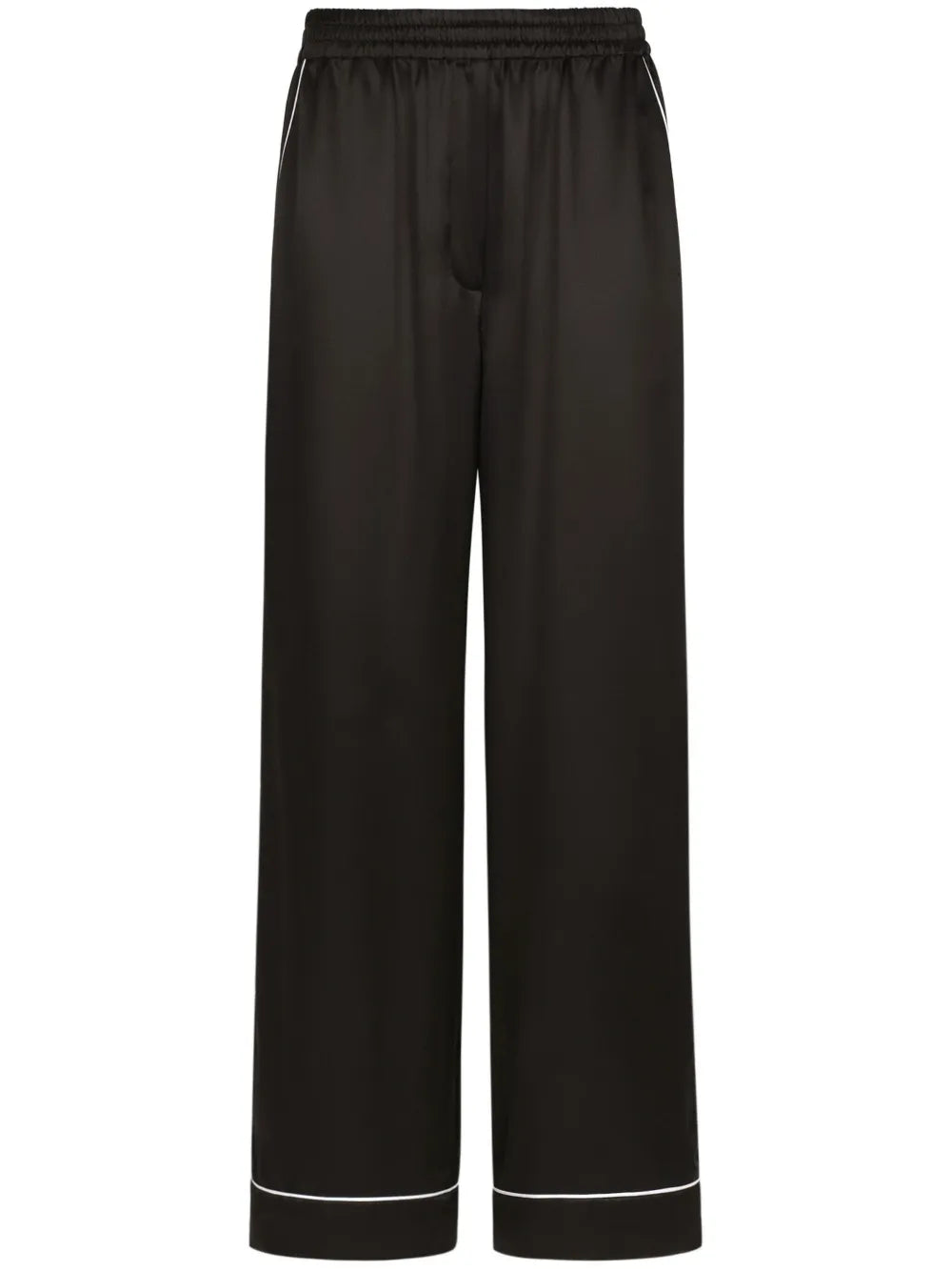 Elasticated-Waist Silk Palazzo Trousers