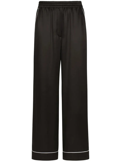 Elasticated-Waist Silk Palazzo Trousers