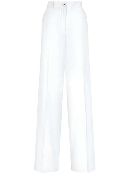 High-Waisted Cotton-Blend Pallazo Pants