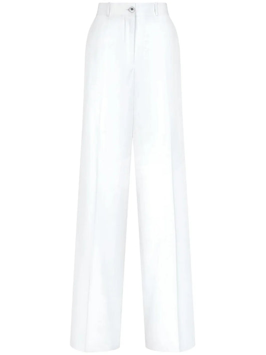 High-Waisted Cotton-Blend Pallazo Pants