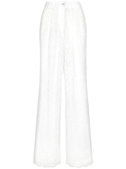 Floral-Lace Long-Length Palazzo Pants