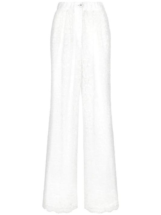 Floral-Lace Long-Length Palazzo Pants