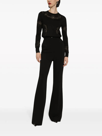 Lace-Embroidered Crew-Neck Jumper
