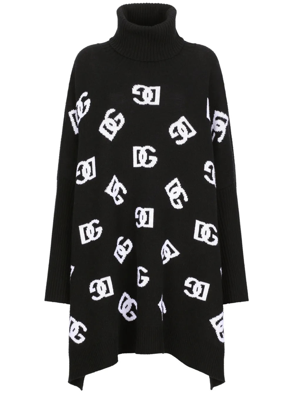 Logo-Jacquard Roll-Neck Poncho
