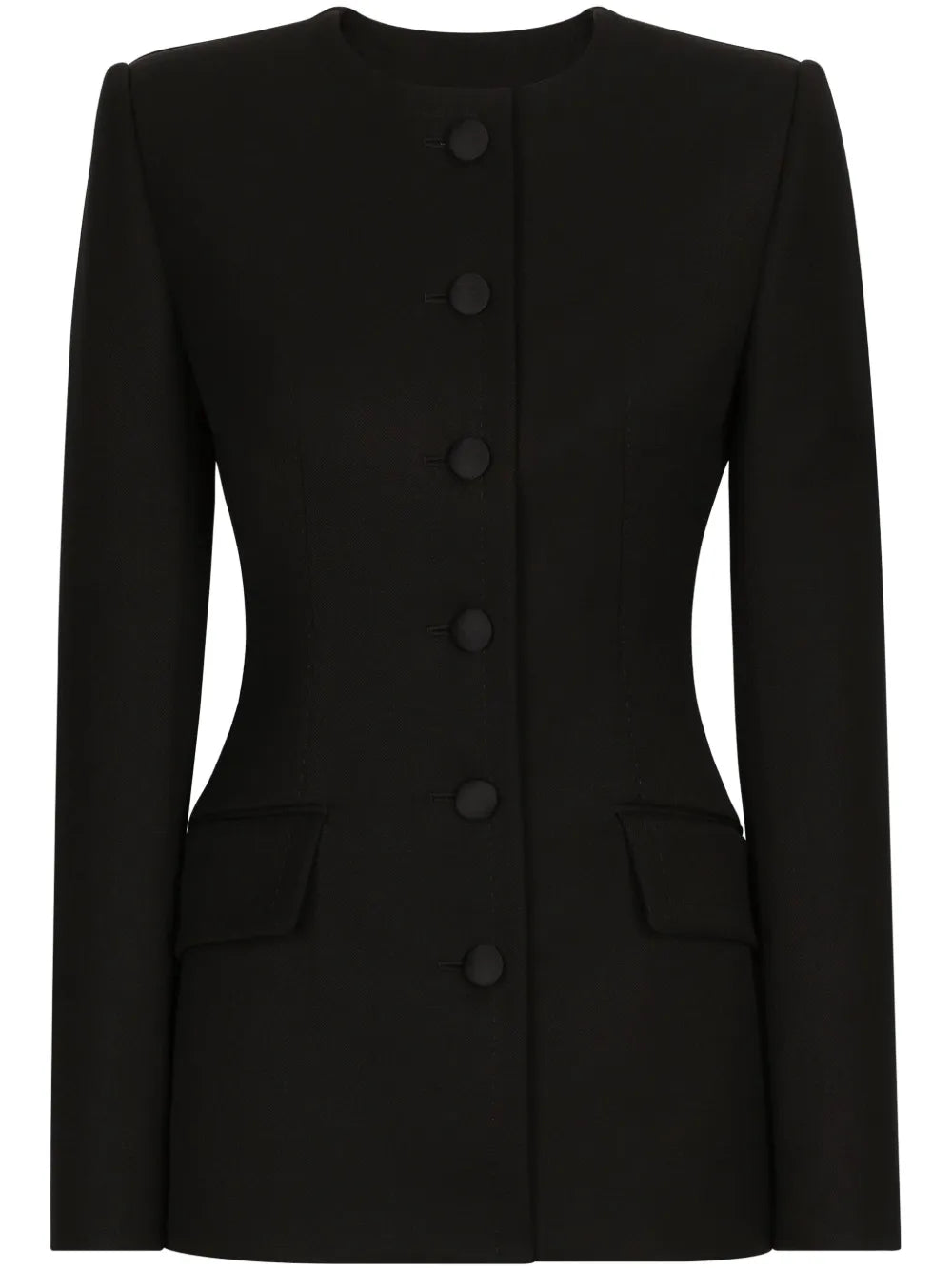 Single-Breasted Collarless Blazer