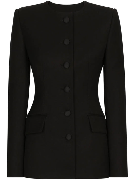 Single-Breasted Collarless Blazer