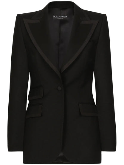 Peak-Lapels Single-Breasted Blazer