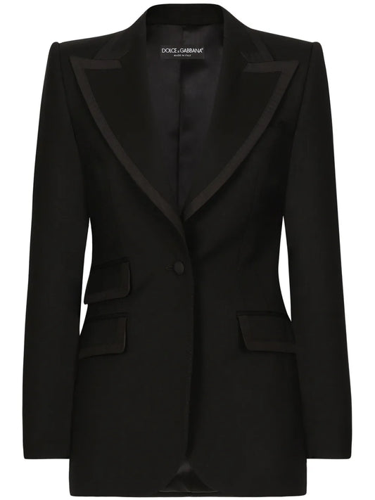Peak-Lapels Single-Breasted Blazer