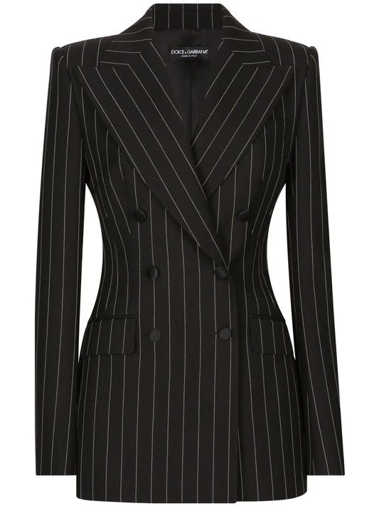 Turlington Pinstriped Double-Breasted Blazer