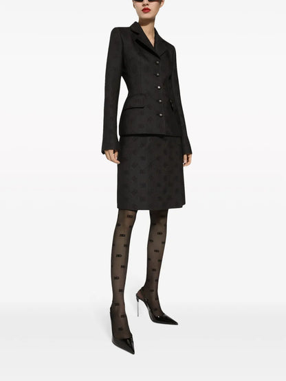 Monogram-Jacquard Straight Midi Skirt