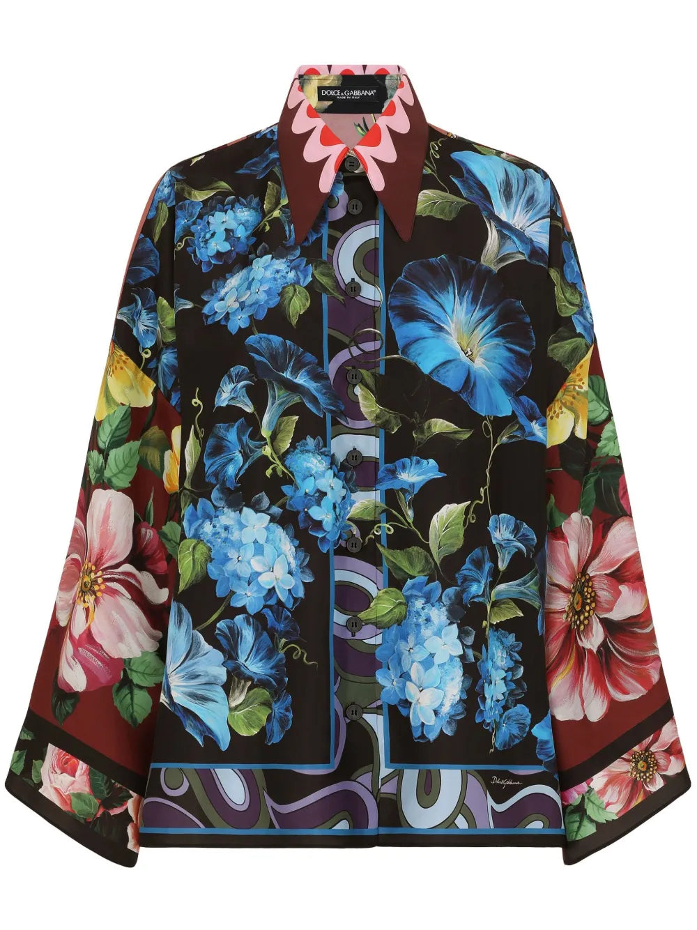 Floral-Print Silk Shirt