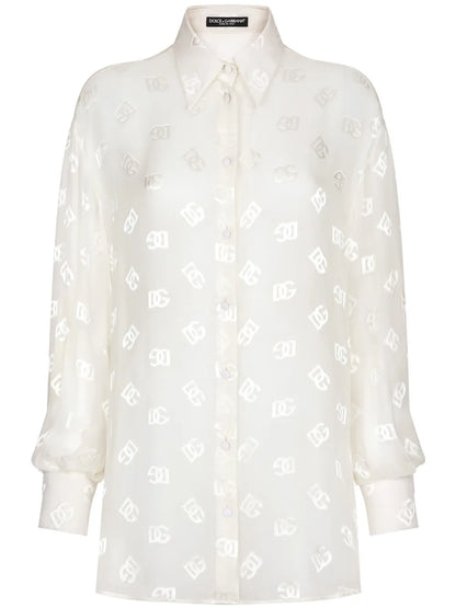 Monogram-Jacquard Semi-Sheered Shirt