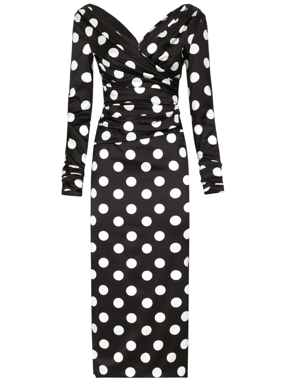 Polka Dot-Print Satin Dress