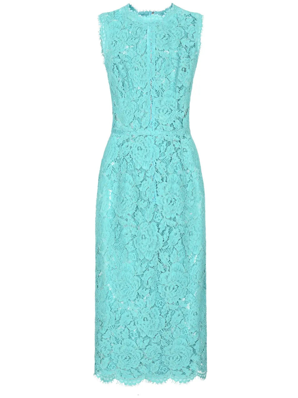 Floral-Lace Sleeveless Midi Dress