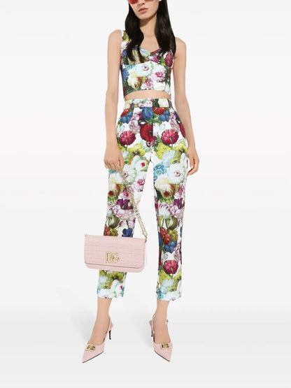 Floral-Print Cropped Trousers