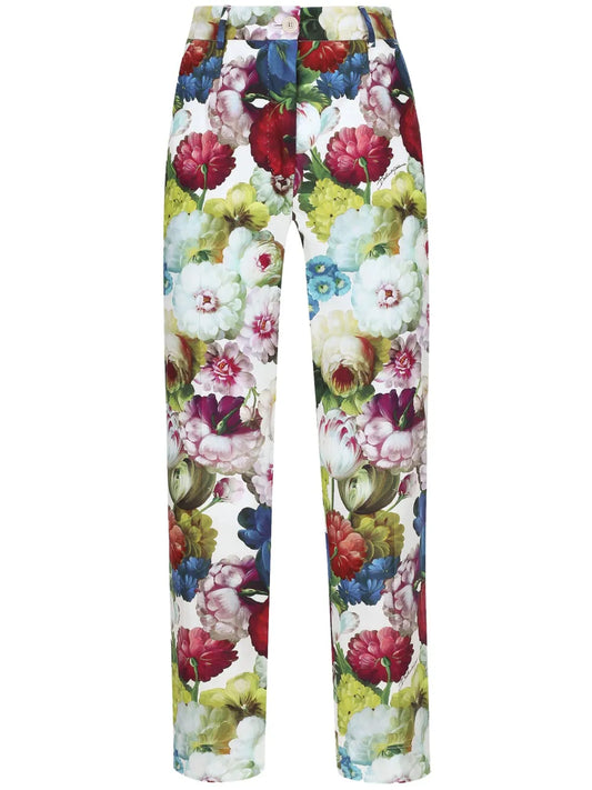 Floral-Print Cropped Trousers