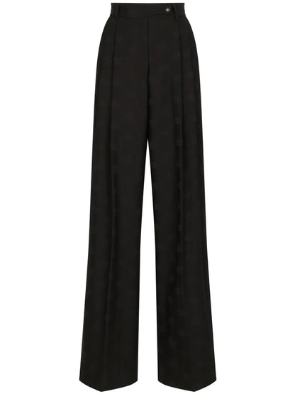 Logo-Jacquard Wool Palazzo Pants