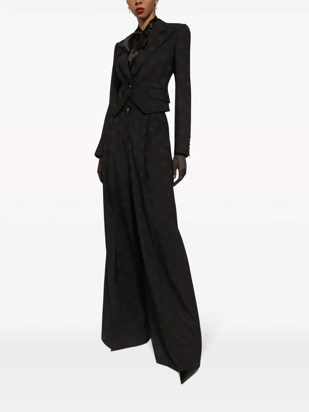 Logo-Jacquard Wool Palazzo Pants