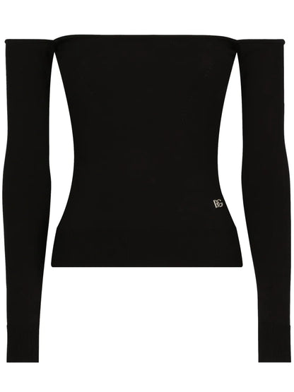 Logo-Plaque Off-Shoulder Top