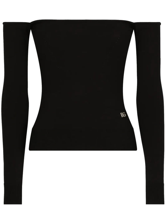 Logo-Plaque Off-Shoulder Top