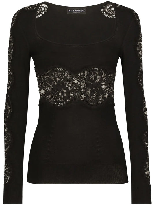 Floral-Lace Knit Jumper