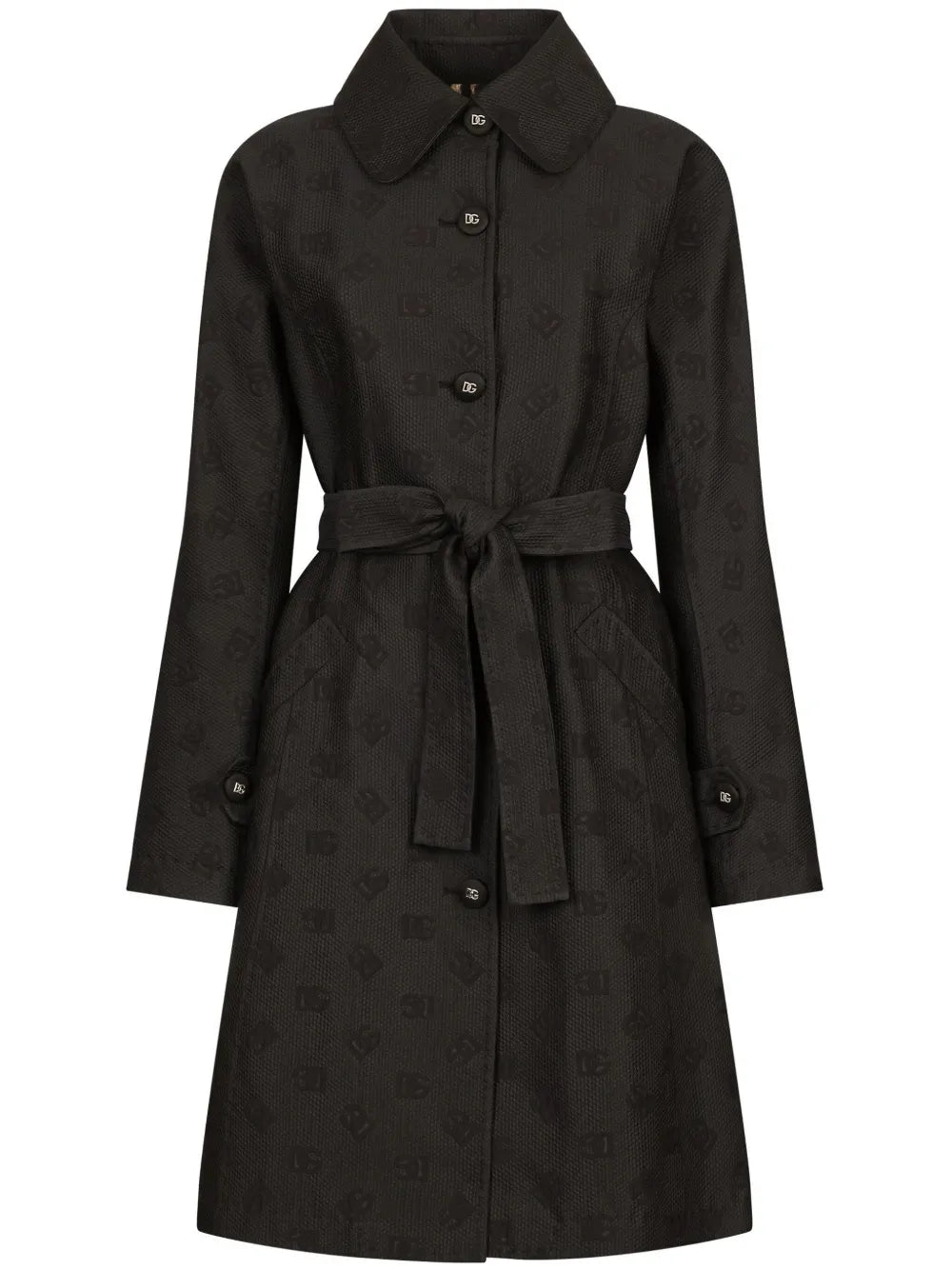 Logo-Jacquard Belted Trench Coat