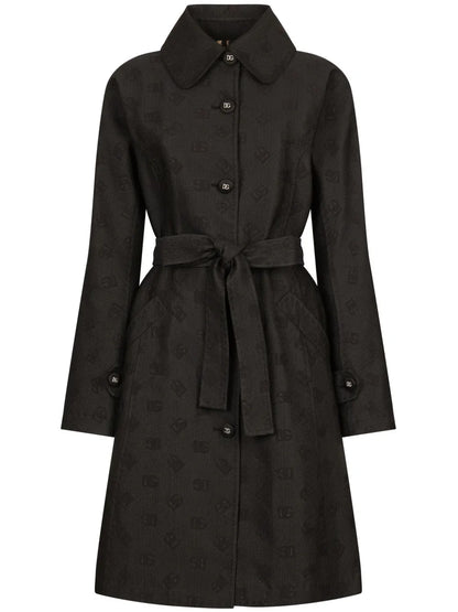 Logo-Jacquard Belted Trench Coat
