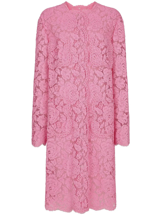 Floral-Lace Single-Breasted Coat