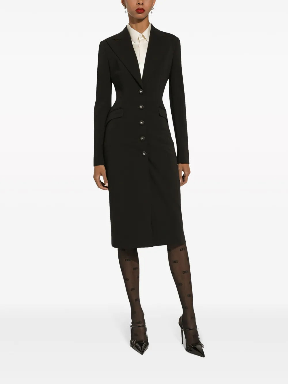 Logo-Button Single-Breasted Coat