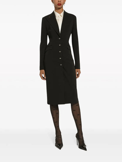 Logo-Button Single-Breasted Coat