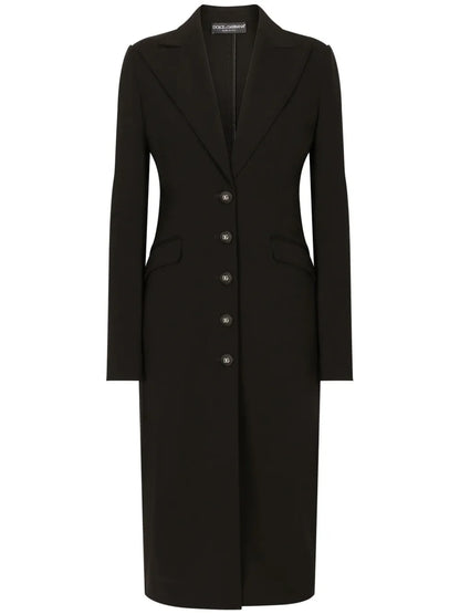 Logo-Button Single-Breasted Coat