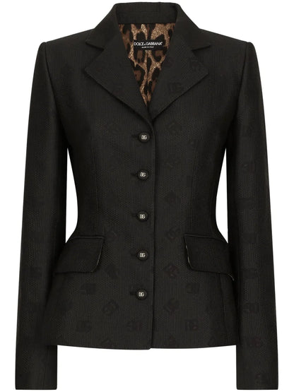 Logo-Jacquard Single-Breasted Blazer