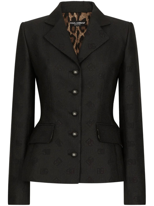 Logo-Jacquard Single-Breasted Blazer