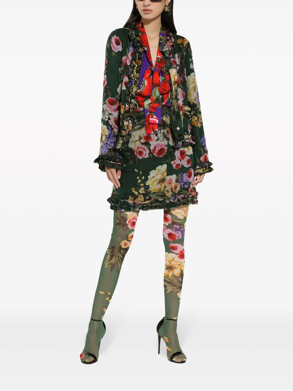 Floral-Print Silk Jacket