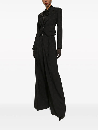 Monogram-Jacquard Single-Breasted Blazer