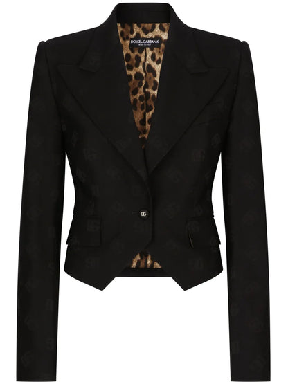 Monogram-Jacquard Single-Breasted Blazer