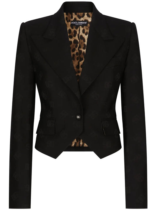 Monogram-Jacquard Single-Breasted Blazer