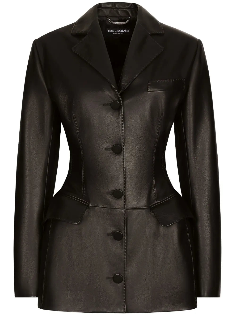 Single-Breasted Leather Blazer