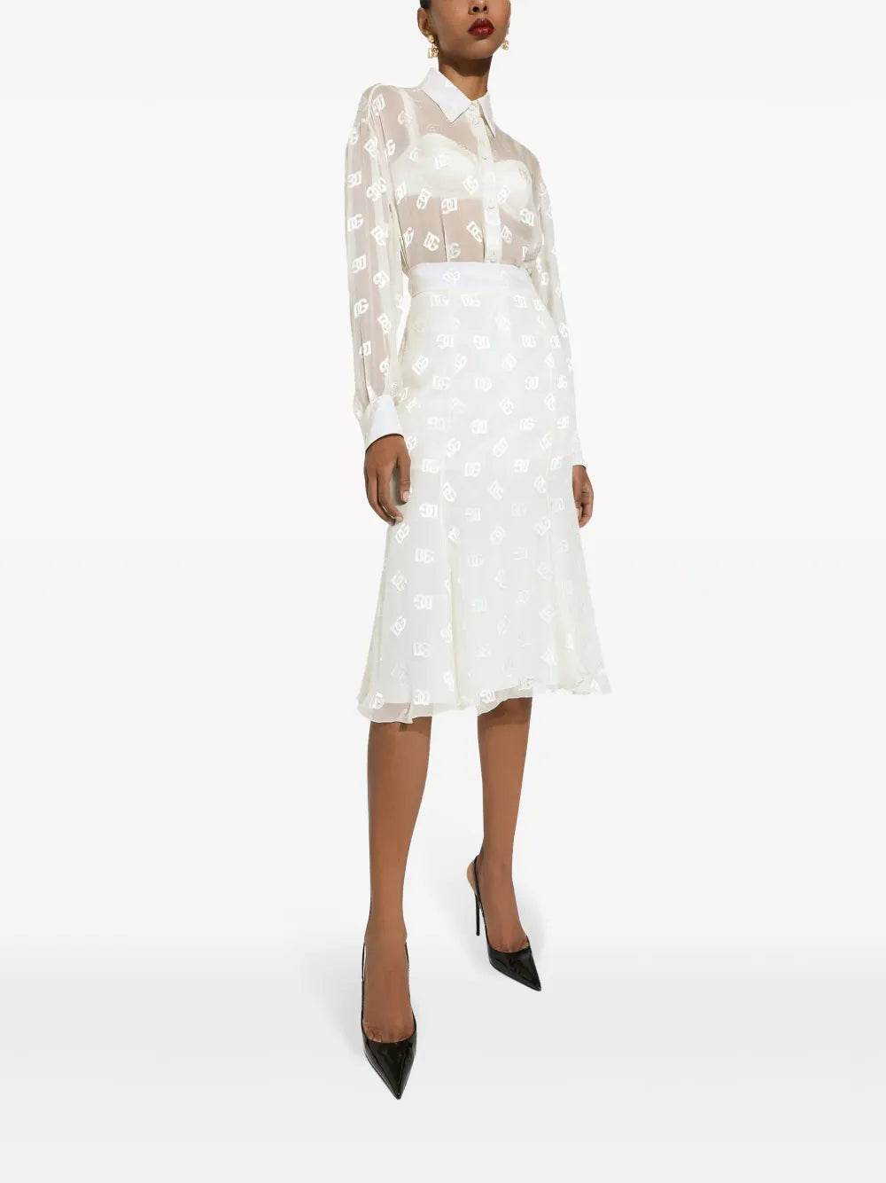 Dg Logo Godet Skirt